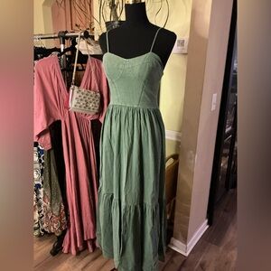 Boutique Green Spaghetti Strap Dress